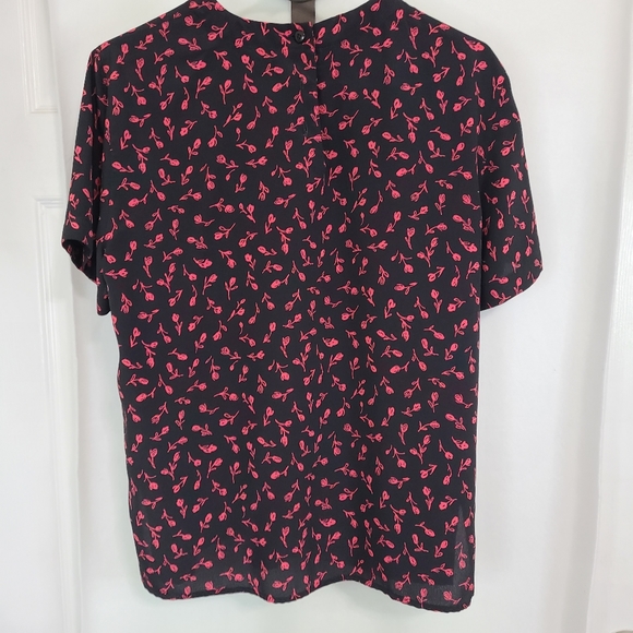 Black Roses Woman's Short Sleeve Blouse, Size: Medium Color: Black - Picture 6 of 11